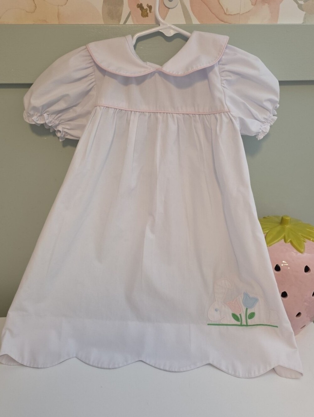 White The Beaufort Bonnet Company 5 Or 5t Peter Pan Collar Dress Bunny Rabbit